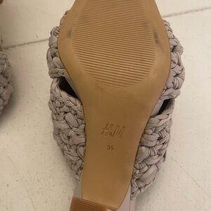 Grey slip on heels - cloth braided